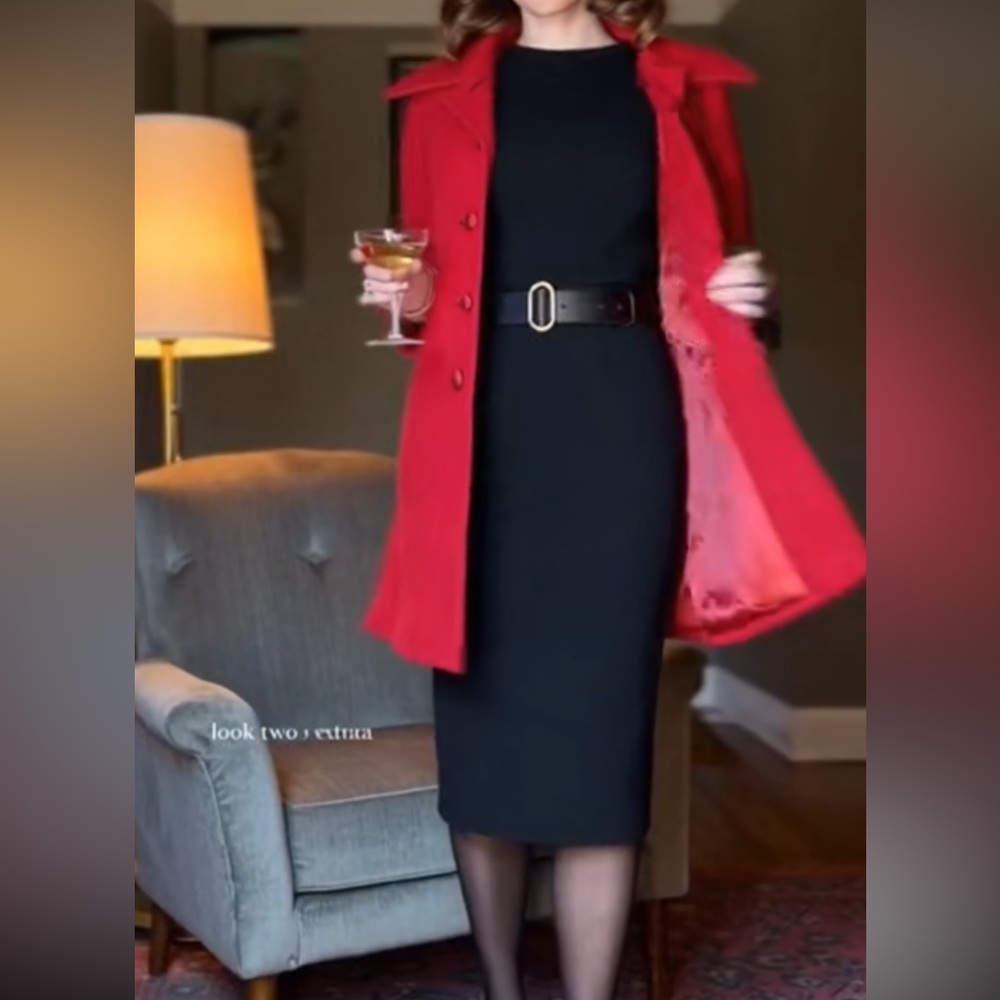 Vintage 100% Wool Satin Lined car coat, Red Wool Dress Coat